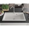 Mexen Slido granitový jednodrez 900 x 500 mm, biely, chrómový sifón - 6528901005-20