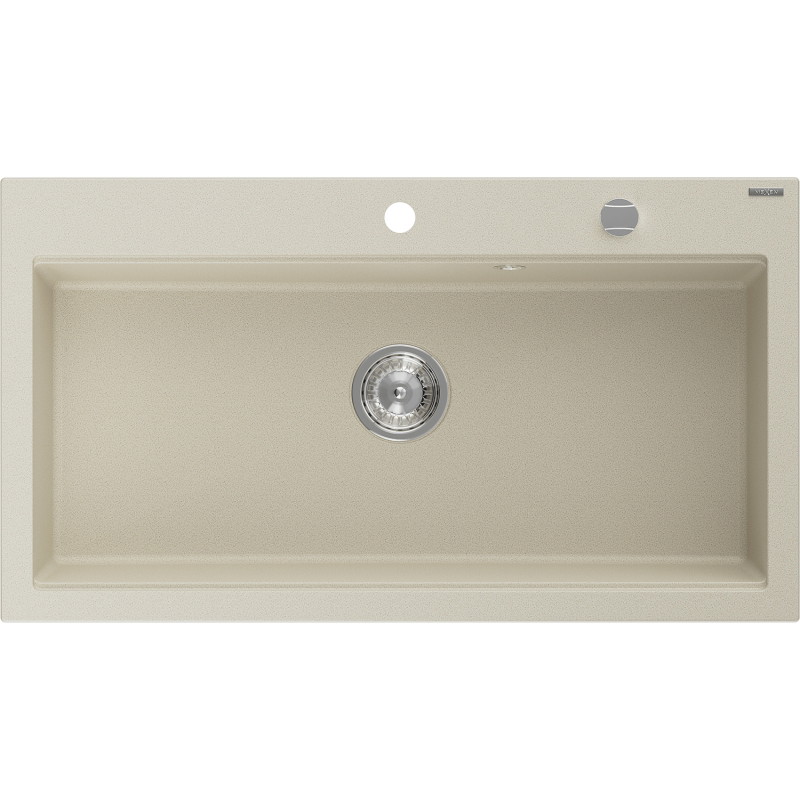 Mexen Slido granitový drez s 1 komorou 900 x 500 mm, béžový, chrómový sifón - 6528901005-69