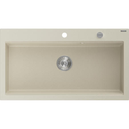 Mexen Slido granitový drez s 1 komorou 900 x 500 mm, béžový, chrómový sifón - 6528901005-69