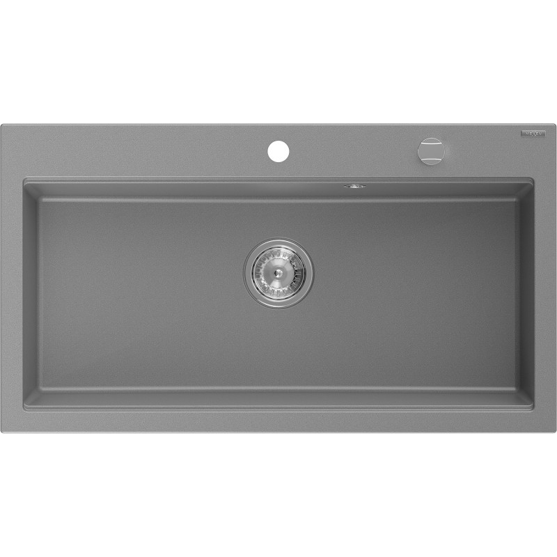 Mexen Slido granitový drez s 1 komorou 900 x 500 mm, sivý, chrómový sifón - 6528901005-71