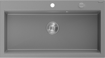 Mexen Slido granitový drez s 1 komorou 900 x 500 mm, sivý, chrómový sifón - 6528901005-71
