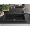 Mexen Slido Granitový drez s 1 komorou 900 x 500 mm, čierny/strieborný metalický, chrómový sifón - 6528901005-73