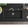 Mexen Slido Granitový drez s 1 komorou 900 x 500 mm, čierny/strieborný metalický, chrómový sifón - 6528901005-73