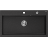 Mexen Slido Granitový drez s 1 komorou 900 x 500 mm, čierny/strieborný metalický, chrómový sifón - 6528901005-73