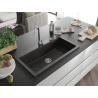 Mexen Slido granitový jednodrez 900 x 500 mm, čierny/zlatý metalický, chrómovaný sifón - 6528901005-75