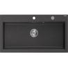 Mexen Slido granitový drez s 1 komorou 900 x 500 mm, čierny bodkovaný, chrómový sifón - 6528901005-75 - 6528901005-76