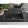 Mexen Slido granitový drez s 1 komorou 900 x 500 mm, čierny bodkovaný, chrómový sifón - 6528901005-75 - 6528901005-76