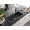 Mexen Slido granitový drez s 1 komorou 900 x 500 mm, čierny bodkovaný, chrómový sifón - 6528901005-75 - 6528901005-76
