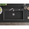 Mexen Slido granitový drez s 1 komorou 900 x 500 mm, čierny bodkovaný, chrómový sifón - 6528901005-75 - 6528901005-76