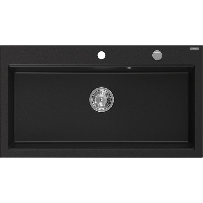 Mexen Slido granitový drez s jednou komorou 900 x 500 mm, čierny, sifón chróm - 6528901005-77