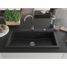 Mexen Slido granitový drez s jednou komorou 900 x 500 mm, čierny, sifón chróm - 6528901005-77