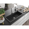 Mexen Slido granitový drez s jednou komorou 900 x 500 mm, čierny, sifón chróm - 6528901005-77
