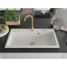 Mexen Slido granitový drez s 1 komorou 900 x 500 mm, biely, zlatý sifón - 6528901005-20-G
