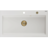 Mexen Slido granitový drez s 1 komorou 900 x 500 mm, biely, zlatý sifón - 6528901005-20-G