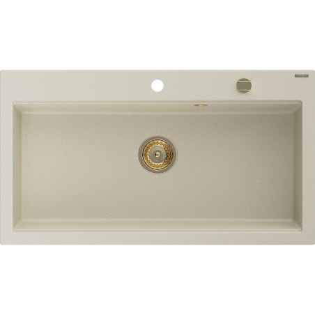Mexen Slido Granitový jednodrez 900 x 500 mm, béžový, zlatý sifón - 6528901005-69-G