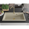 Mexen Slido Granitový jednodrez 900 x 500 mm, béžový, zlatý sifón - 6528901005-69-G