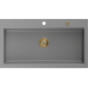 Mexen Slido granitový drez s 1 komorou 900 x 500 mm, sivý, zlatý sifón - 6528901005-71-G