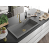 Mexen Slido granitový drez s 1 komorou 900 x 500 mm, sivý, zlatý sifón - 6528901005-71-G