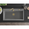 Mexen Slido granitový drez s 1 komorou 900 x 500 mm, sivý, zlatý sifón - 6528901005-71-G
