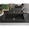 Mexen Slido granitový drez 1-komorový 900 x 500 mm, čierny/zlatý metalický, zlatý sifón - 6528901005-75-G