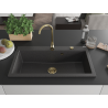 Mexen Slido Granitový jednodrez 900 x 500 mm, čierny bodkovaný, zlatý sifón - 6528901005-76-G