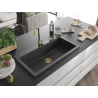 Mexen Slido Granitový jednodrez 900 x 500 mm, čierny bodkovaný, zlatý sifón - 6528901005-76-G