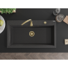 Mexen Slido Granitový jednodrez 900 x 500 mm, čierny bodkovaný, zlatý sifón - 6528901005-76-G