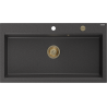 Mexen Slido Granitový jednodrez 900 x 500 mm, čierny bodkovaný, zlatý sifón - 6528901005-76-G