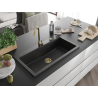 Mexen Slido granitový jednodrez 900 x 500 mm, čierny, zlatý sifón - 6528901005-77-G