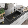 Mexen Slido granitový kuchynský drez 1-komorový 900 x 500 mm, čierny, sifón zlatý - 6528901005-77-G