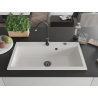Mexen Slido granitový jednodrez 900 x 500 mm, biely, čierny sifón - 6528901005-20-B