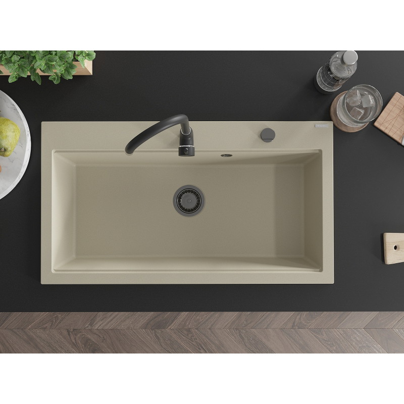 Mexen Slido granitový jednodrez 900 x 500 mm, béžový, čierny sifón - 6528901005-69-B