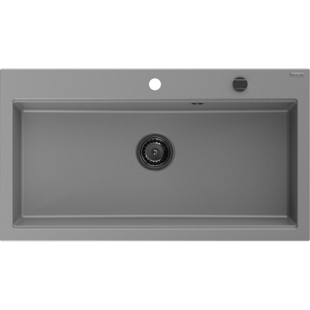 Mexen Slido granitový drez s 1 komorou 900 x 500 mm, sivý, čierny sifón - 6528901005-71-B