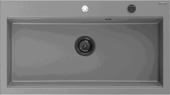 Mexen Slido granitový drez s 1 komorou 900 x 500 mm, sivý, čierny sifón - 6528901005-71-B