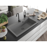 Mexen Slido granitový drez s 1 komorou 900 x 500 mm, sivý, čierny sifón - 6528901005-71-B