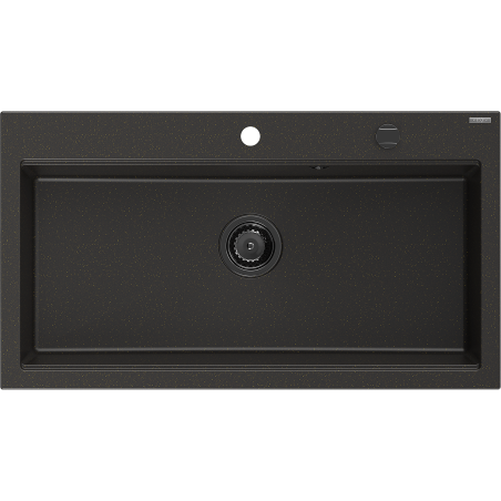 Mexen Slido granitový jednodrez 900 x 500 mm, čierny/zlatý metalický, čierny sifón - 6528901005-75-B