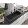 Mexen Slido granitový jednodrez 900 x 500 mm, čierny/zlatý metalický, čierny sifón - 6528901005-75-B