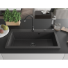 Mexen Slido granitový kuchynský drez 1-komorový 900 x 500 mm, čierny bodkovaný, čierny sifón - 6528901005-76-B