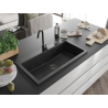 Mexen Slido granitový drez 1-komorový 900 x 500 mm, čierny, čierny sifón - 6528901005-77-B