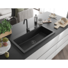 Mexen Slido granitový jednodrez 900 x 500 mm, čierny, čierny sifón - 6528901005-77-B