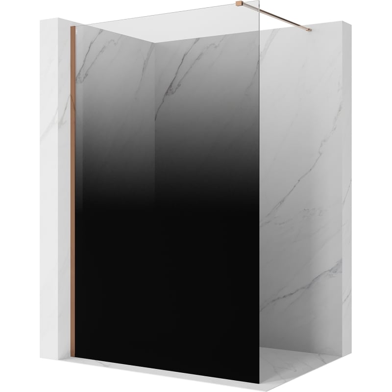 Mexen Kioto sprchová stena Walk-in 80 x 200 cm, čierny ombre 8 mm, ružové zlato - 800-080-101-60-76