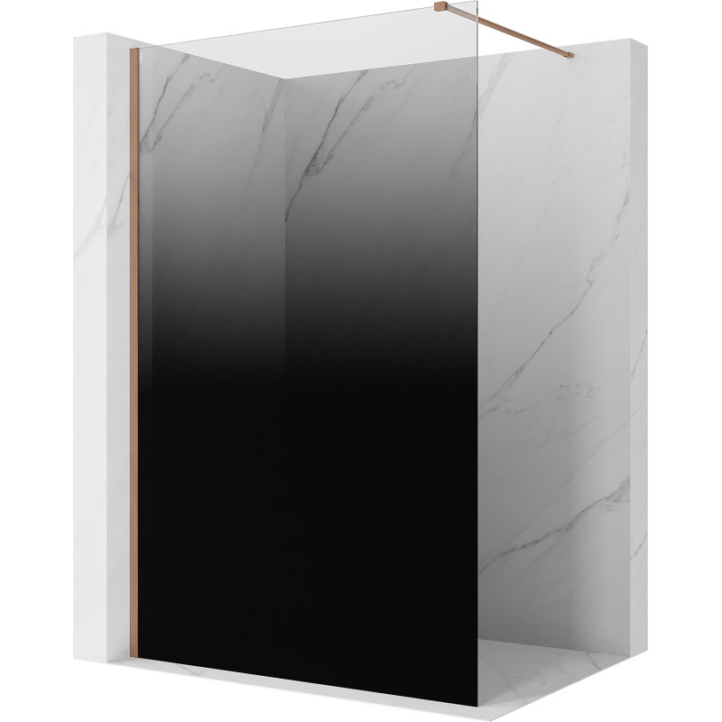 Mexen Kioto sprchová stena Walk-in 130 x 200 cm, čierne ombre 8 mm, brúsená meď - 800-130-101-65-76