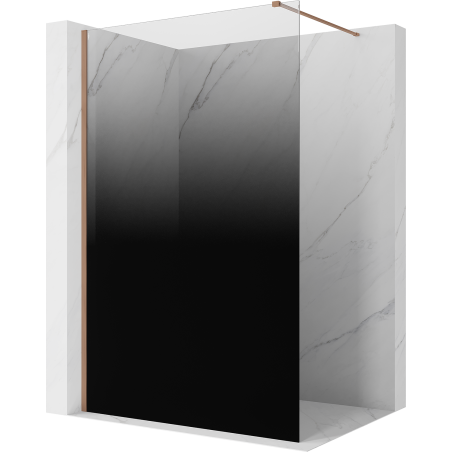 Mexen Kioto Sprchová stena Walk-in 140 x 200 cm, čierna ombre 8 mm, brúsená meď - 800-140-101-65-76