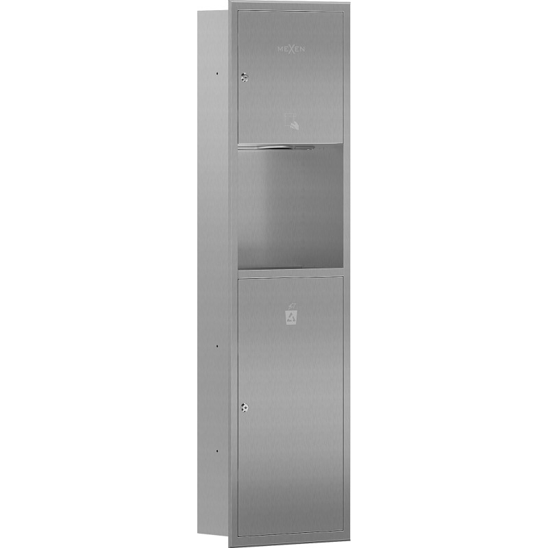 Mexen Linox výklenkový zásobník na papierové utierky s košom, inox - 70K003-01 - 70K002-01