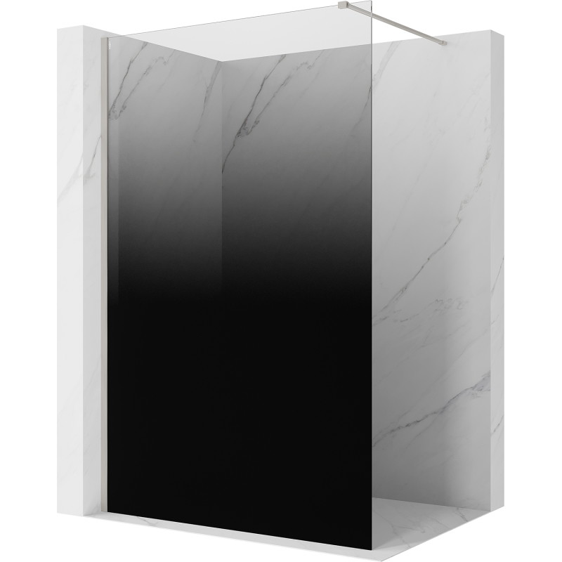 Mexen Kioto sprchová stena Walk-in 130 x 200 cm, čierna ombre 8 mm, brúsený nikel - 800-130-101-97-76