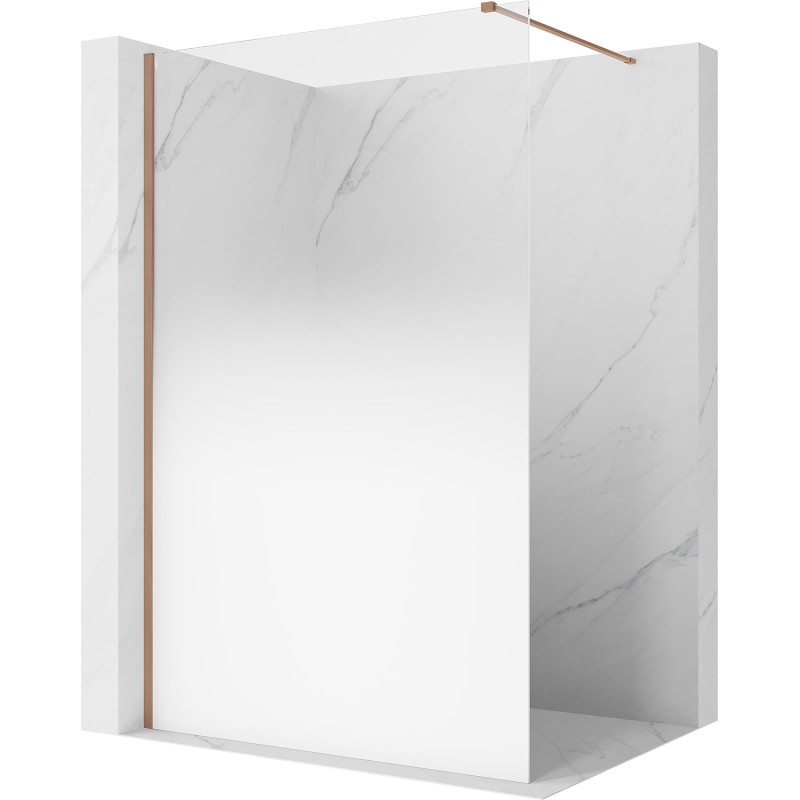 Mexen Kioto sprchová stena Walk-in 130 x 200 cm, biela ombre 8 mm, brúsená meď - 800-130-101-65-86
