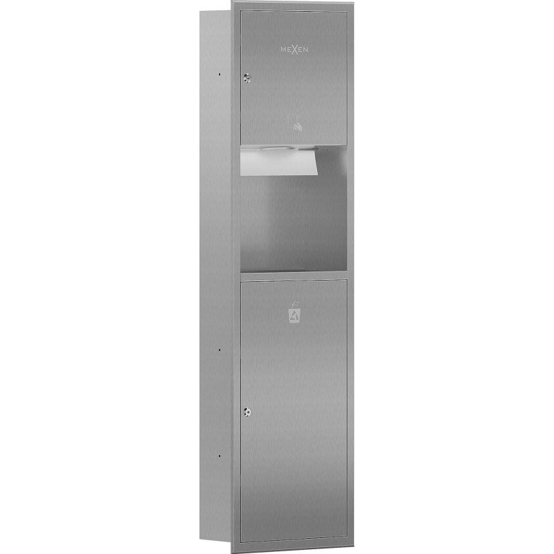 Mexen Linox výklenkový zásobník na papierové utierky s košom, inox - 70K003-01 - 70K002-01