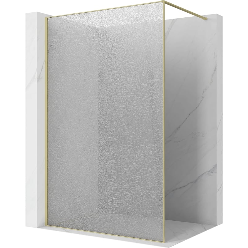 Mexen Kioto sprchová stena Walk-in 130 x 200 cm, crackle transparentná 12 mm, zlatá kartáčovaná - 800-130-101-55-04-X