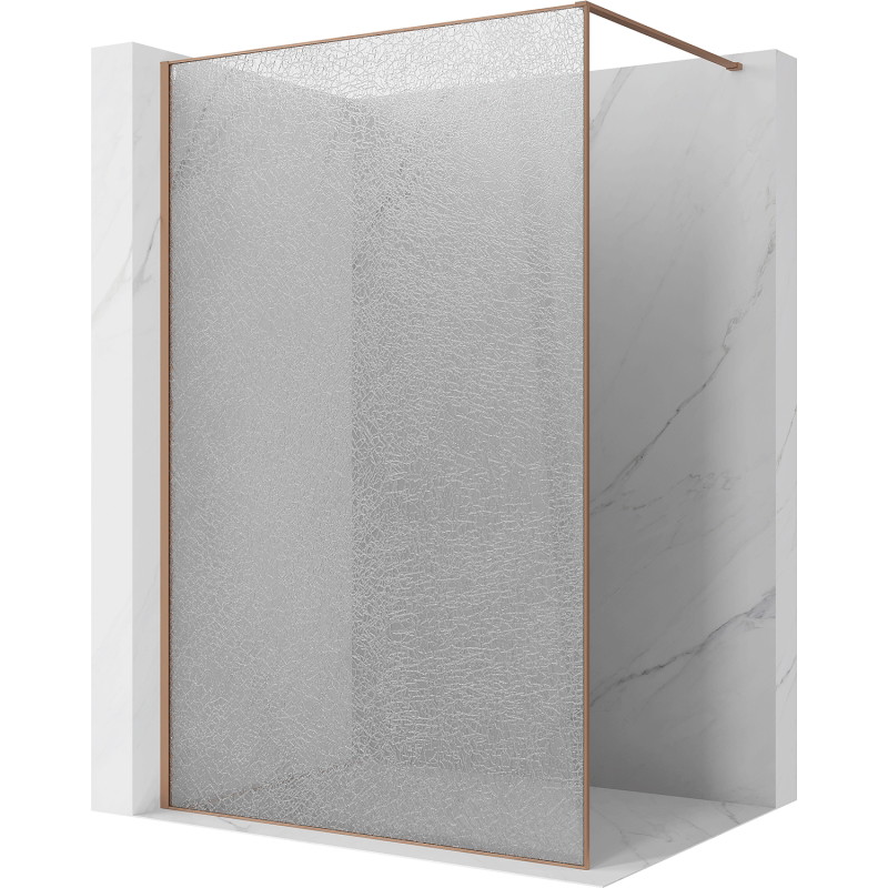 Mexen Kioto sprchová stena Walk-in 70 x 200 cm, crackle transparent 12 mm, brúsená meď - 800-070-101-65-04-X