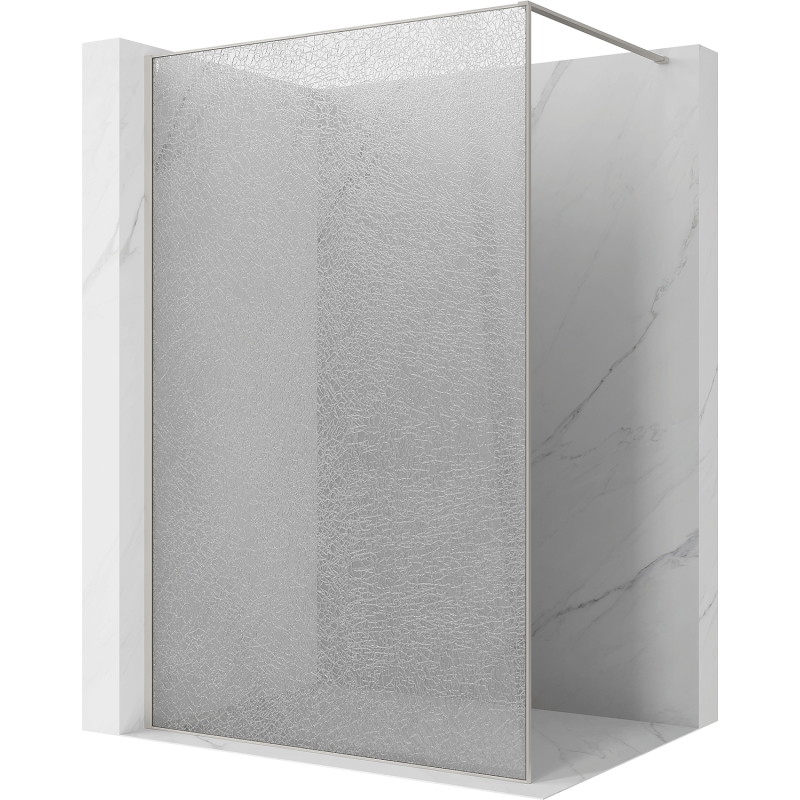 Mexen Kioto sprchová stena Walk-in 140 x 200 cm, crackle transparent 12 mm, brúsený nikel - 800-140-101-97-04-X